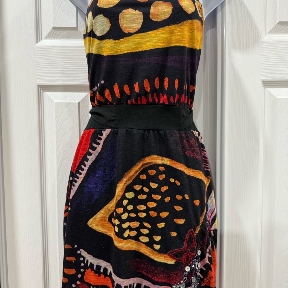 Desigual Yellow and Gold Halter Sundress Cocktail